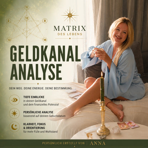 Persönliche Geldkanalanalyse nach der Matrix des Lebens von Anna – individuelle Numerologie-Analyse basierend auf dem Geburtsdatum.